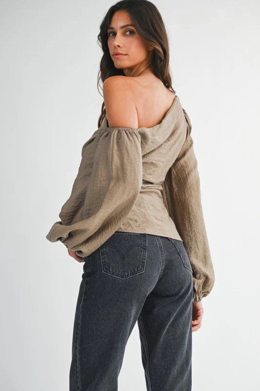 MALLORY ONE SHOULDER BALLOON SLEEVE TOP
