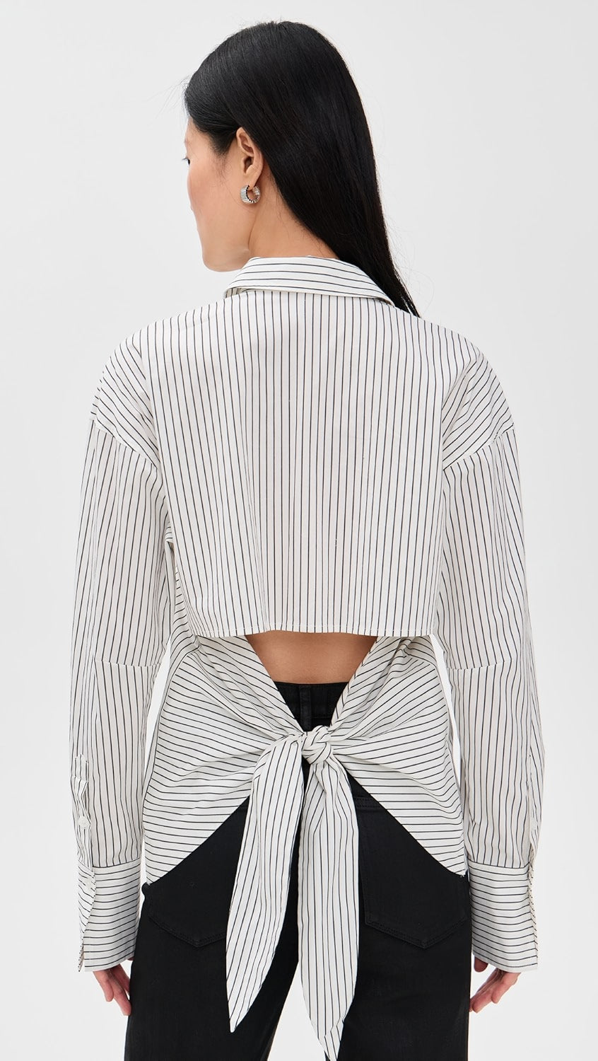 POPLIN TIE BACK SHIRT