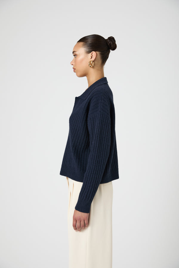 VHARI COLLAR LONG SLEEVE SWEATER