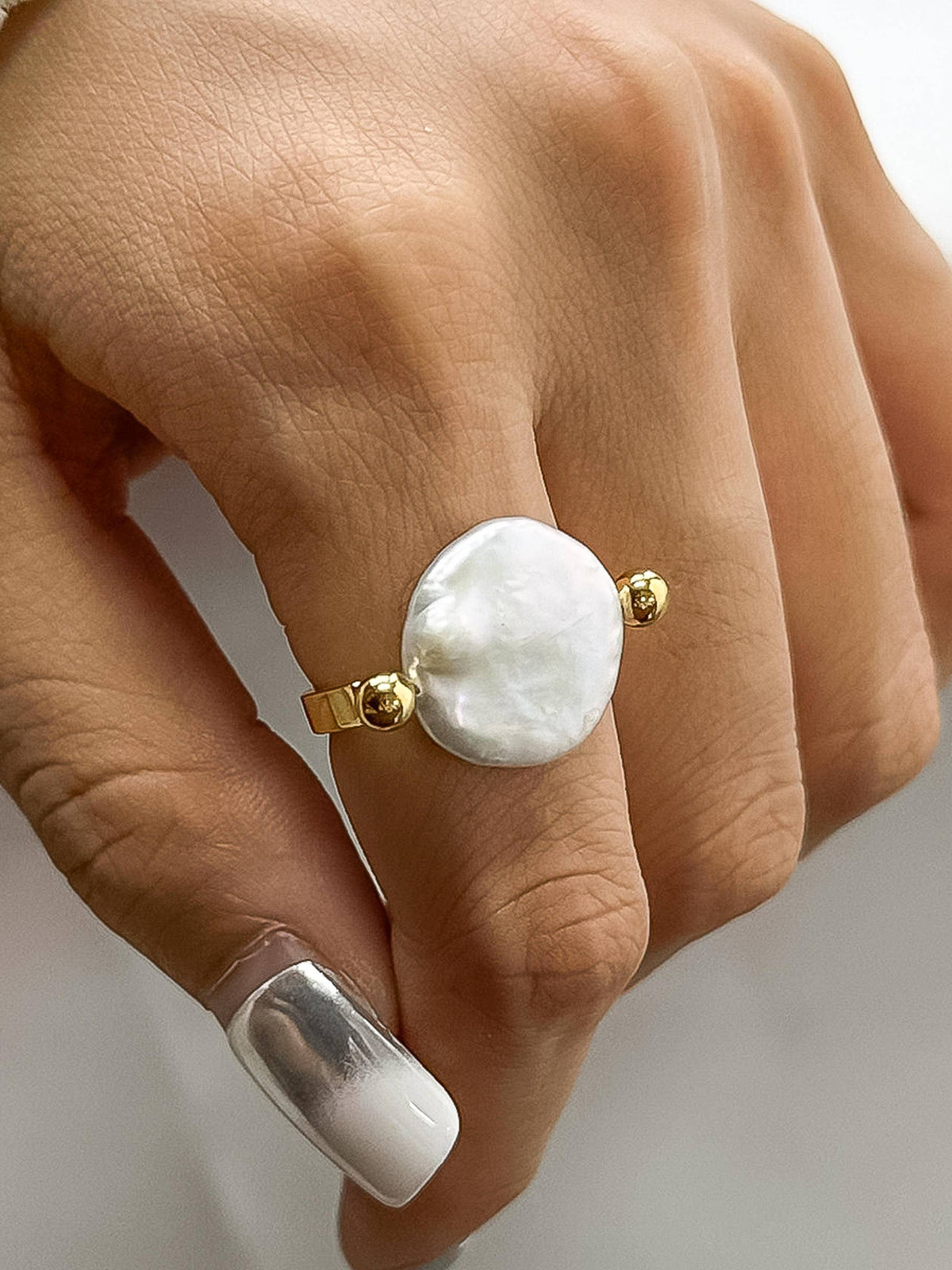 DORA 18K GOLD PEARL RING