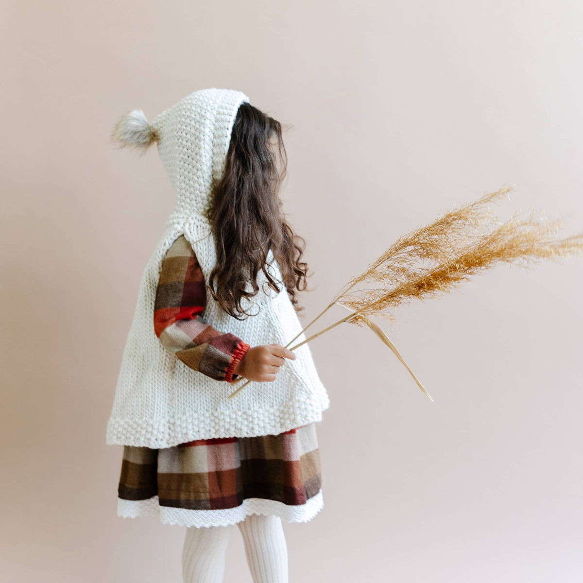 CREAM KIDS FUR PONCHO