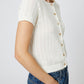 COTTON BLEND POINTELLE CARDIGAN
