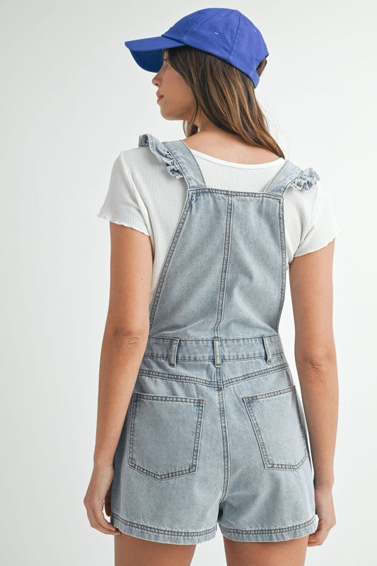 REMI RUFFLE DENIM OVERALLS