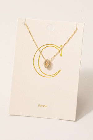 PAVE LETTER PENDANT CHAIN NECKLACE