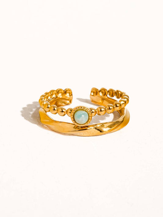 LERI 18K GOLD LAYERED STONE RING