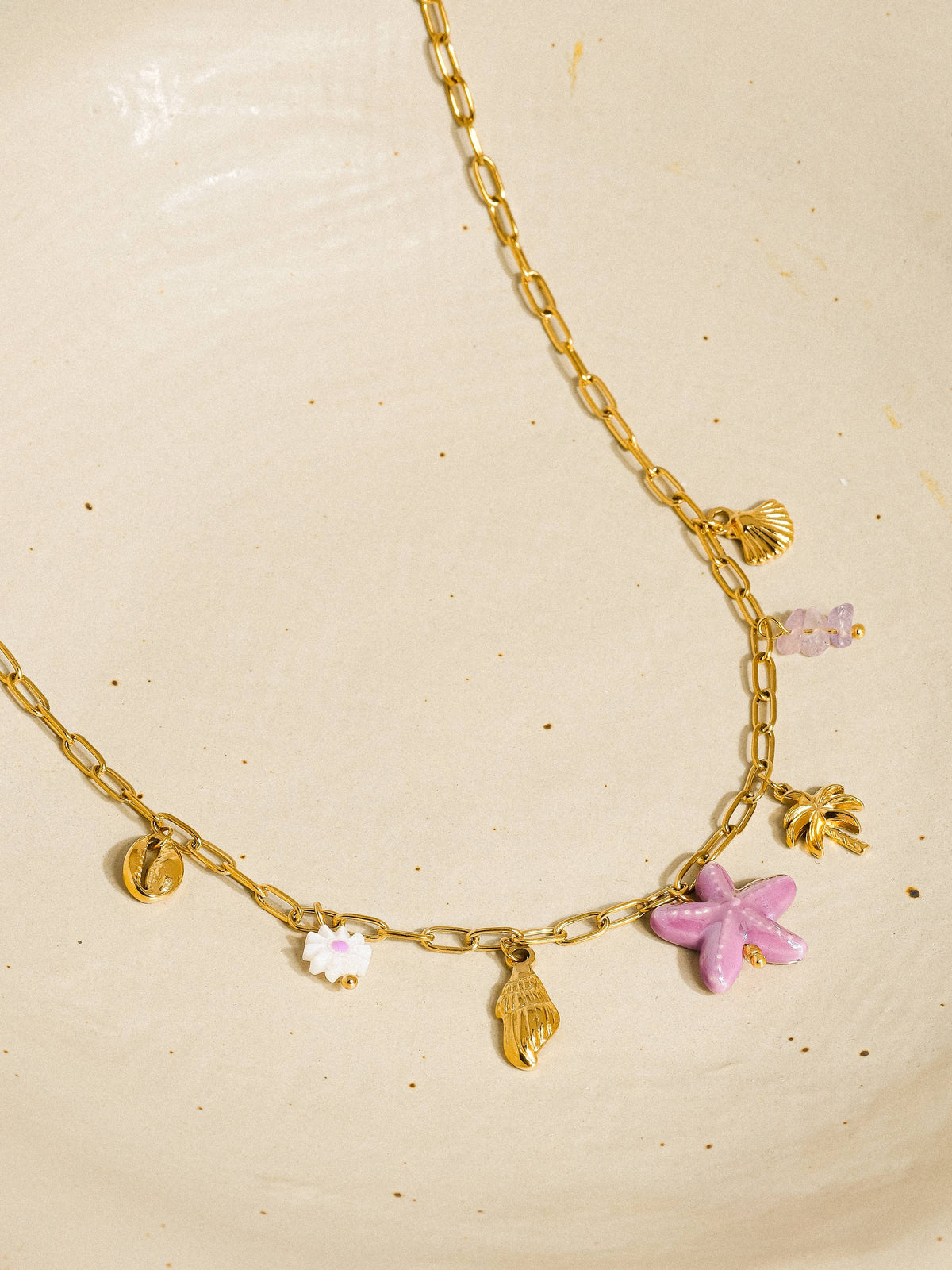 ONYA 18K GOLD PALM BEACH CHARM NECKLACE