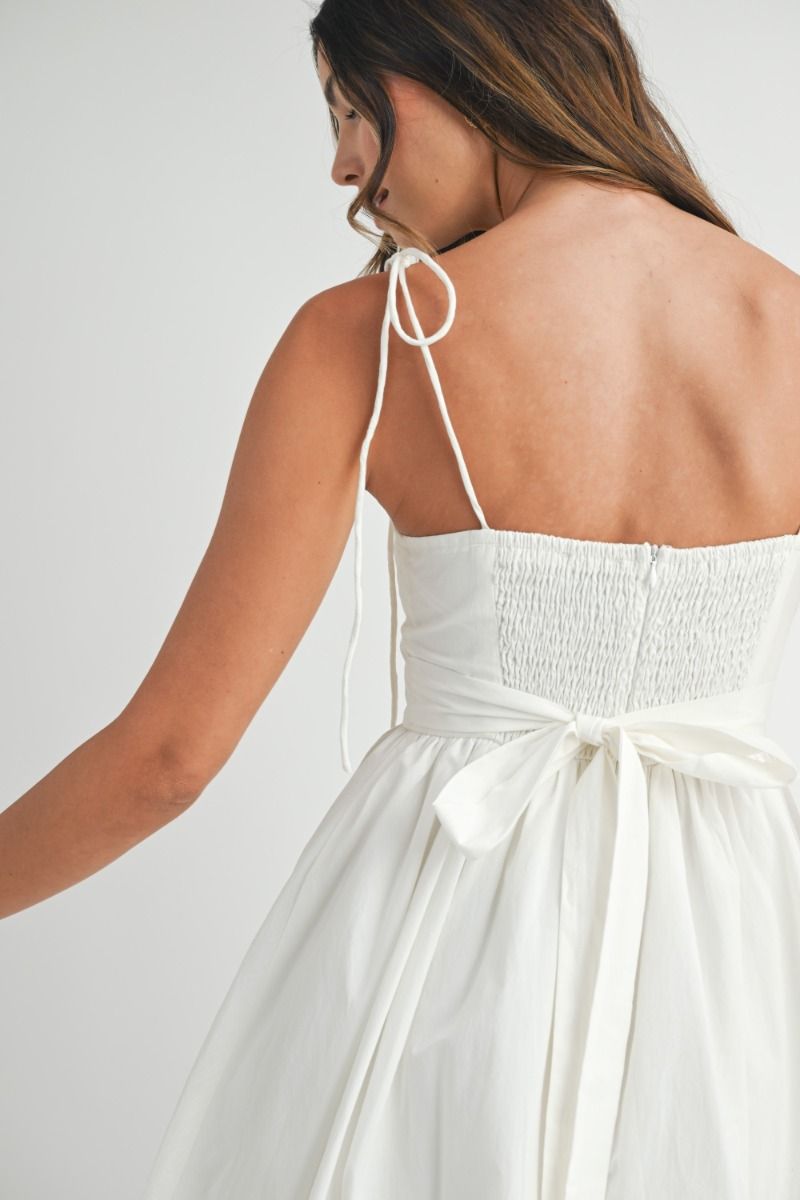BUBBLE HEM STRAP SHOULDER MINI DRESS