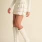 LIGHTWEIGHT KNIT RUFFLED TIERED MINI SKIRT